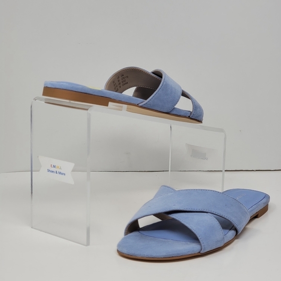 Stuart Weitzman Women's Size 5 Flat Slide Sandals Peony Light Blue New - Picture 5 of 11